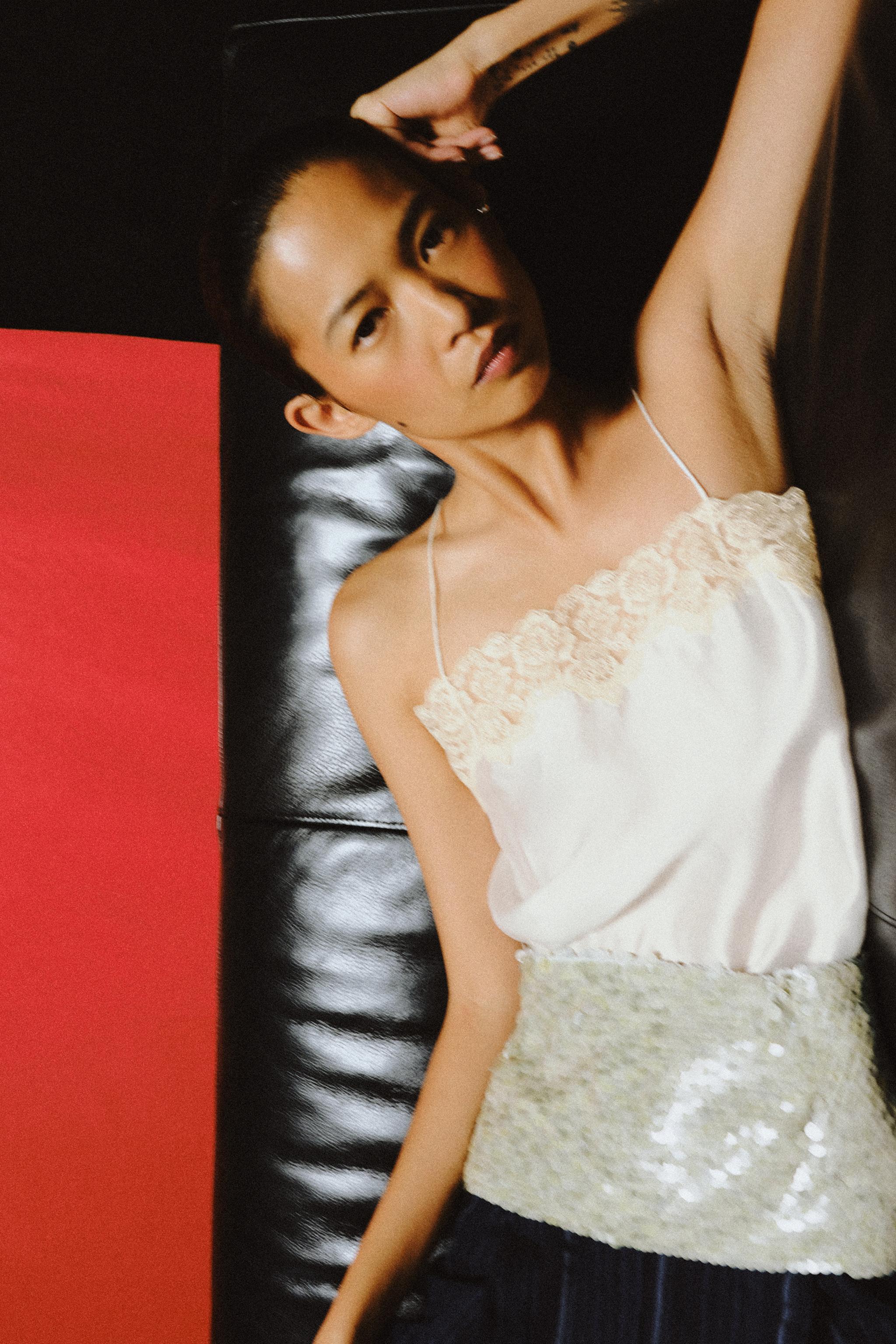 ZW COLLECTION LACE STRAP TOP
